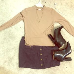 Faux suede skirt